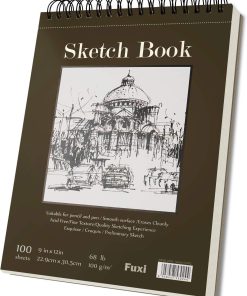Fuxi 9 x 12 Sketch Book_Top Spiral Bound Sketchbook_100Sheets 68lb/100gsm | Art Sketch Pads for Drawing. Acid-Free Drawing Paper Pad for Kids. Students. Artists & Beginners. Art Supplies for Adults