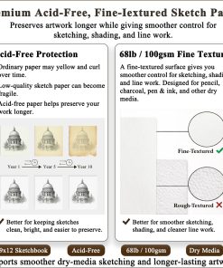 Alternative view of Fuxi 9 x 12 Sketch Book_Top Spiral Bound Sketchbook_100Sheets 68lb/100gsm | Art Sketch Pads for Drawing. Acid-Free Drawing Paper Pad for Kids. Students. Artists & Beginners. Art Supplies for Adults